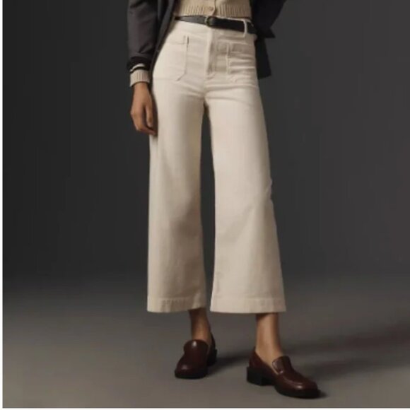 Maeve The Colette Cream CHalk Wide Leg Crop Pant 28 - Picture 8 of 8